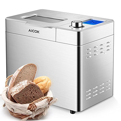 New Aicok 2LB Custom Loaf Bread Maker, 25-In-1 Automatic Programmable Bread Machine, Large LCD Displ...