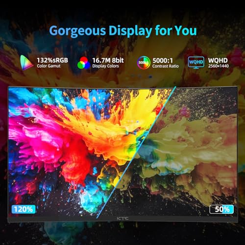 Image of KTC 27 inch WQHD 180Hz 1ms Curved Gaming Monitor 1440P 144Hz Monitor 132% sRGB HVA FreeSync DisplayPort /HDMI /USB VESA Computer Monitor for Gamers (DP Cable Included)