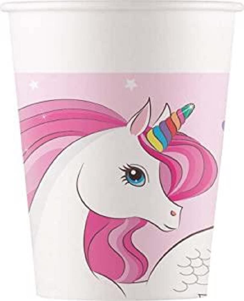 Bicchieri Di Carta Unicorn Rainbow Colors - 8 Pezzi Da 200 Ml Per Feste Compleanno - Foto 10