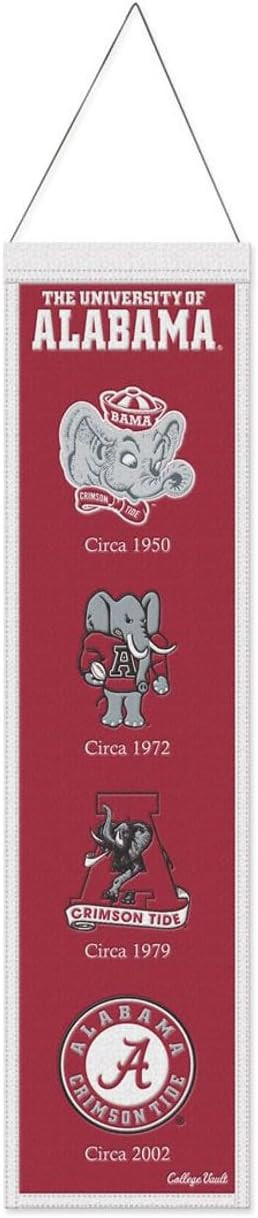 WinCraft Alabama Crimson Tide Banner Wool 8x32 Heritage Evolution Design, Red