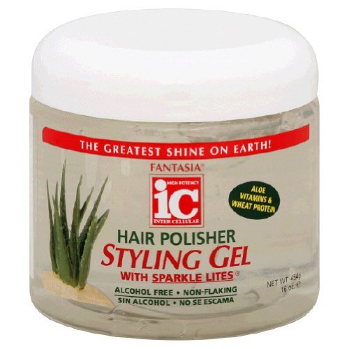 Fantasia IC Hair Polisher Olive Styling Gel with Sparkle Lites, 16 Ounce (Pack of 2)