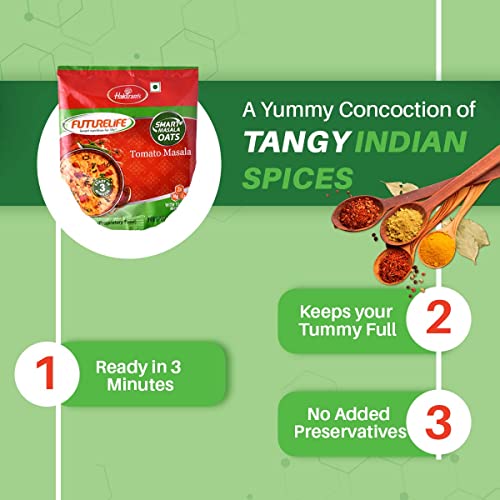 Image of Future Life Smart Tomato Oats | Tasty & Heathy Evening Snack | 100% Whole Grain Oats | Masala Oats | 40 Gms Each - (Pack Of 10)