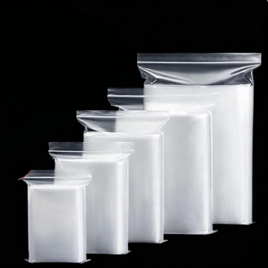 200/100PCS Transparent Zip Bags Food Jewelry Vacuum Storage Bag Plastic Thicken Reclosable Poly Bag Kitchen Organization Package(8x12cm(100pcs))