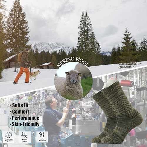 Image of Ortis Merino Wool Socks for Men Outdoor Hiking Casual Soft Cushion Crew | Extra-Fine Wool, Breathable, Comfortable, Lightweight, Moisture Wicking, Size L /XL 3 Pack, Hiker, Mountaineer, Daily Wear