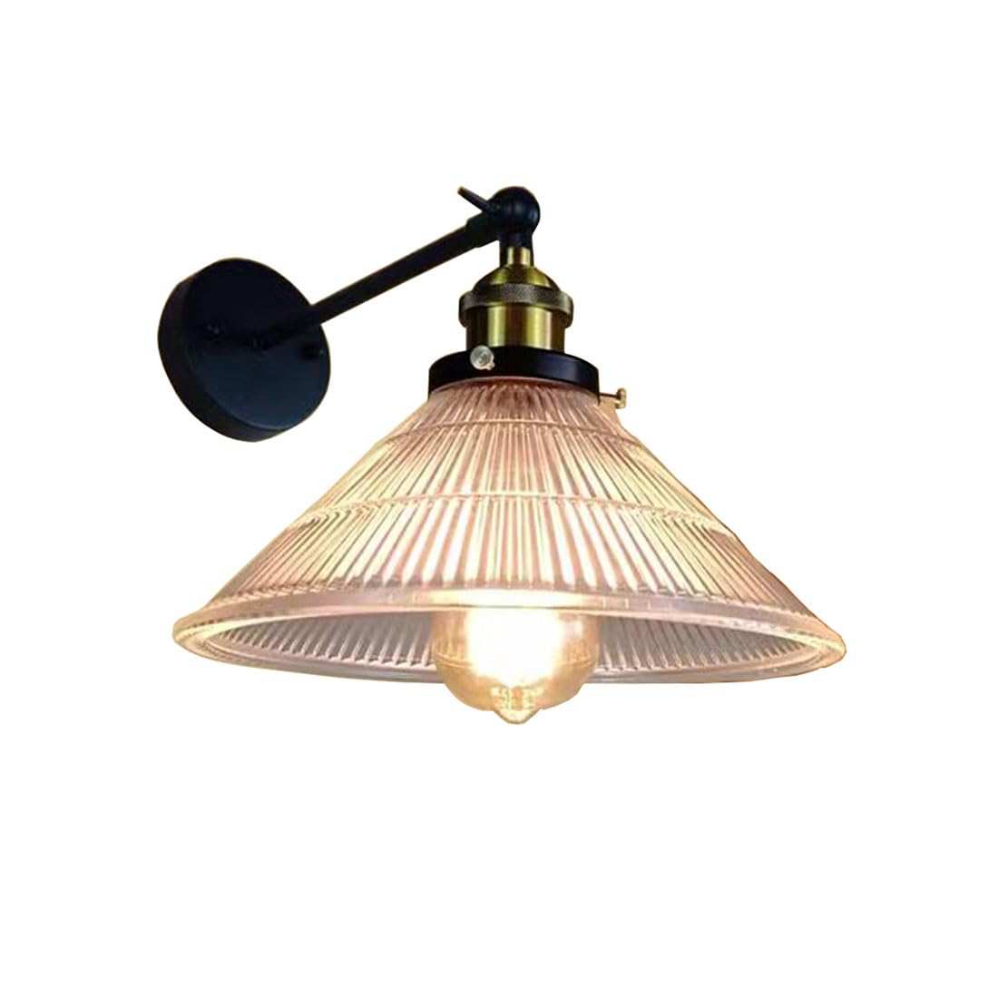 HUAYUSEDF Vintage Wall Lights Glass Lampshade Up & Down Adjustable Sconces Lighting Retro Bedside Lamps for Bedroom Living Room Loft Doorway Study Display(Transparent)