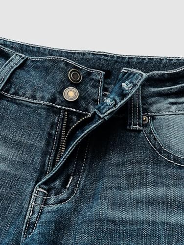 Flamingals Low Rise Distressed Bootcut Skinny Leg Button Fly Jeans for Women Denim Pants4
