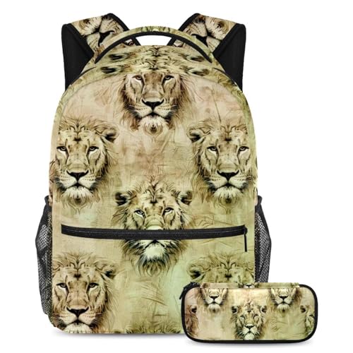Cartable lion africain grand format idéal pour le collège, les randonnées et les voyages