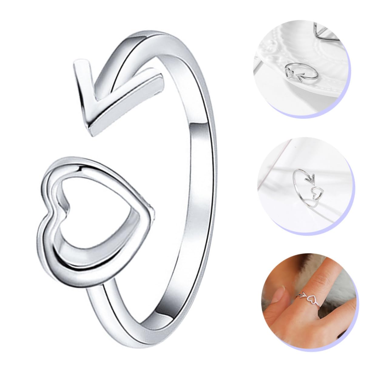 KESYOO Creative Adjustable Open Heart Ring Fashionable Hollow Design for Women for Any Occasion Trendy Open Band Ring Accessory