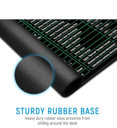 Image of Tukzer Extended Gaming Mouse Pad /Desk Mat with Windows & Office Excel Shortcuts Key for Speed & Precision Operation, Non-Slip Rubber Base for Laser & Optical Mouse, Computer, Laptop,Keyboard 580x280mm