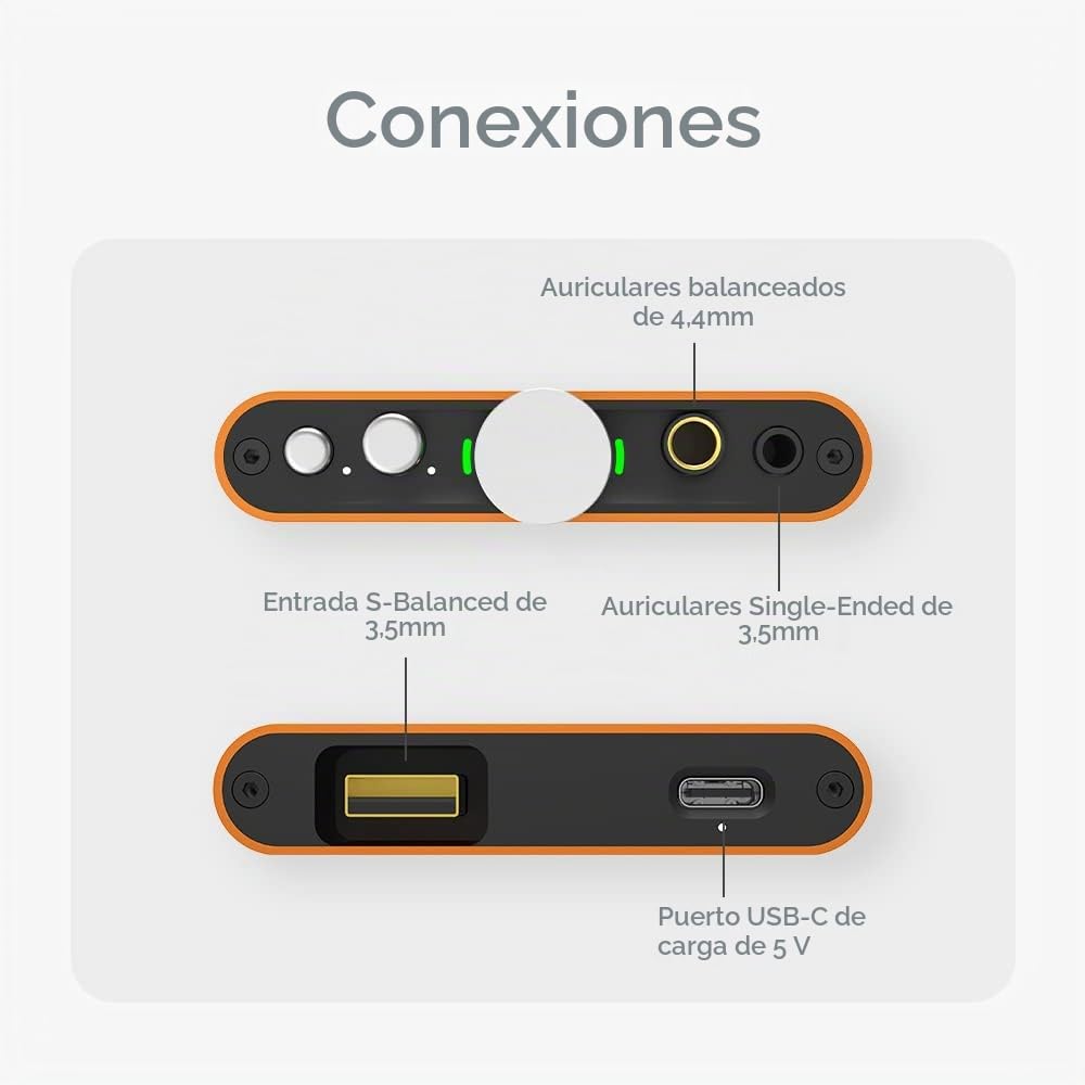 iFi Hip-dac2 - Amplificador de Auriculares DAC balanceado portátil para Android, iPhone con Entrada USB Solamente/Salidas: 3,5 mm no balanceado / 4,4 mm balanceado - Decodificador MQA
