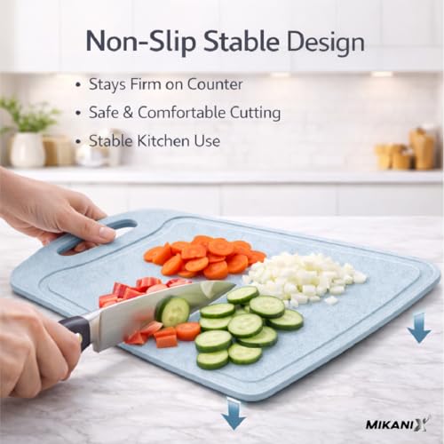 Image of MIKANIX Kitchen Plastic Chopping Board | Non-Slip Cutting Board for Vegetables, Fruits & Meat | Strong & Lightweight (3mm Thick)