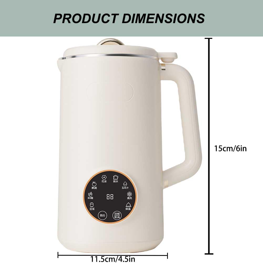 Automatyczna maszyna do produkcji mleka orzechowego, 34 uncje/1000 ml mleka sojowego, 6 ostrzy, 8 w 1, wielofunkcyjna, domowa, roślinna maszyna do produkcji mleka z opóźnieniem i s