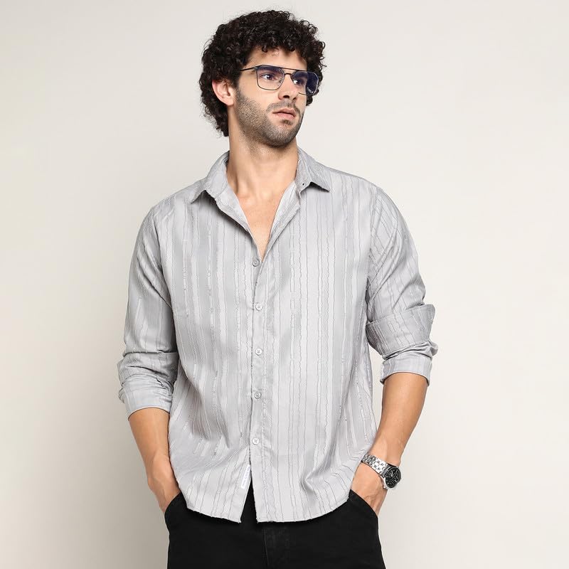 Image of CAHOOT Men's Shirt for Casual Wear | Mid-Rise | Regular Fit | Button Closure | Shirt Crafted with Comfort Fit for Everyday Wear