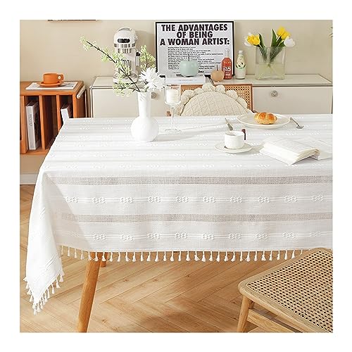 Nappe de table anti-tache blanche 140x240 lavable et imperméable