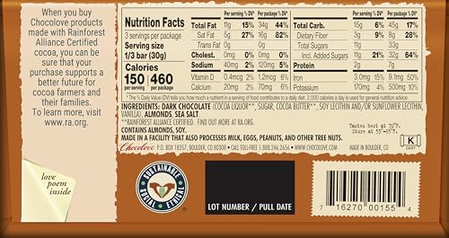 Image of Chocolove Almonds and Sea Salt in Dark Chocolate, 3.2 oz