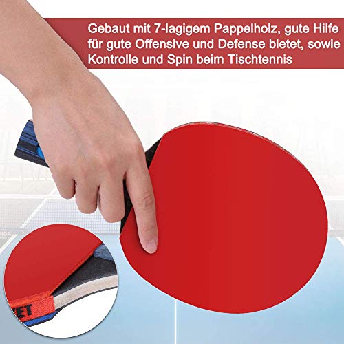 Foto von Glymnis Tischtennisschläger, Tragbares Tischtennis-Set, Premium Tischtennis Schläger Set, 3-Sterne-Tischtennisbälle, Kompakte Aufbewahrungstasche für Anfänger, Familien, Profis