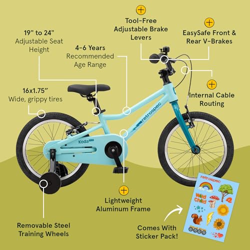 Image of Retrospec Koda Plus Kids Bike for Boys & Girls Ages 4-6 Years - 16 inch Children's Bicycle, Adjustable Seat & Handlebars