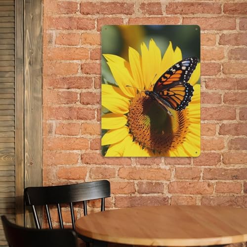 Décoration artistique haut de gamme : peinture métal tournesol et papillon - 4