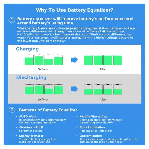 Ecualizador automático de baterías HA12 para baterías de 6 V, 9 V y 12 V para RV, energía solar y aplicaciones marinas miniatura 5
