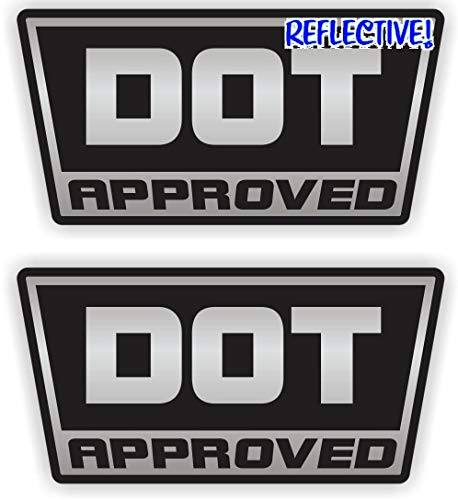 (2) REFLECTIVE - DOT Approved Motorcycle Helmet Stickers Decals | Hard Hat Labels | 2-pack