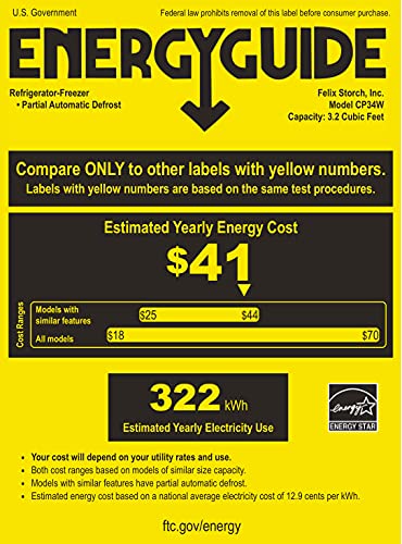 Summit Appliance Cp34w Energy Star Certified 19" Wide Counter Height 2-Door Refrigerator-Freezer In White With Cycle Defrost, Adjustable Thermostat, Interior Light on Fridge.com - View 5