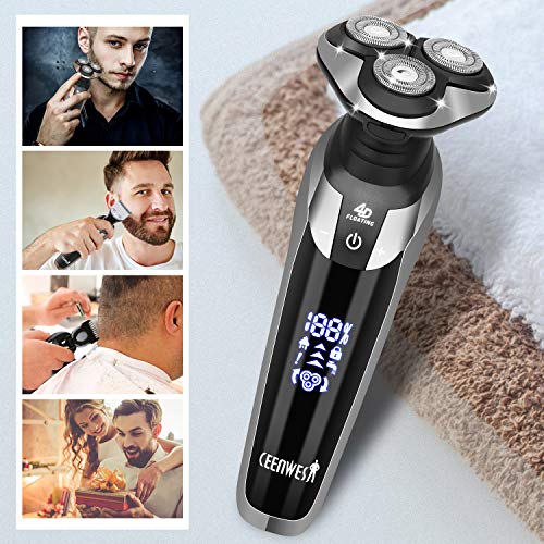 Ceenwes Electric Razor for Men 2 in 1 Rechargeable Electric Shaver Cordless Hair clippers Beard Trimmer Waterproof Wet & Dry Rotary Shavers
