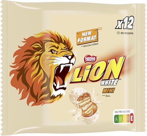 Nestlé LION White Minis, Knusper-Schokoriegel mit weißer Glasur, Karamell-Füllung und Crispy Waffel, 1er Pack (1 x 237,6g)