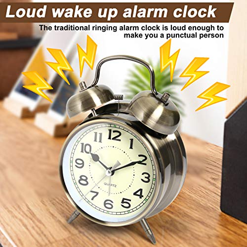 Image of AYRELY Super Loud Alarm Clock for Heavy Sleepers Adults,Twin Bell Retro 4 Inch Silent Non-Ticking Quartz with Backlight, Alarm Clocks for Bedrooms,Bedside,Study Room