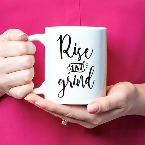 Miniatura 4 de Fonhark - Rise and Grind | Trabajo | Hustle | Inspirador | Mañana | Taza de café novedosa de 11 oz, color blanco