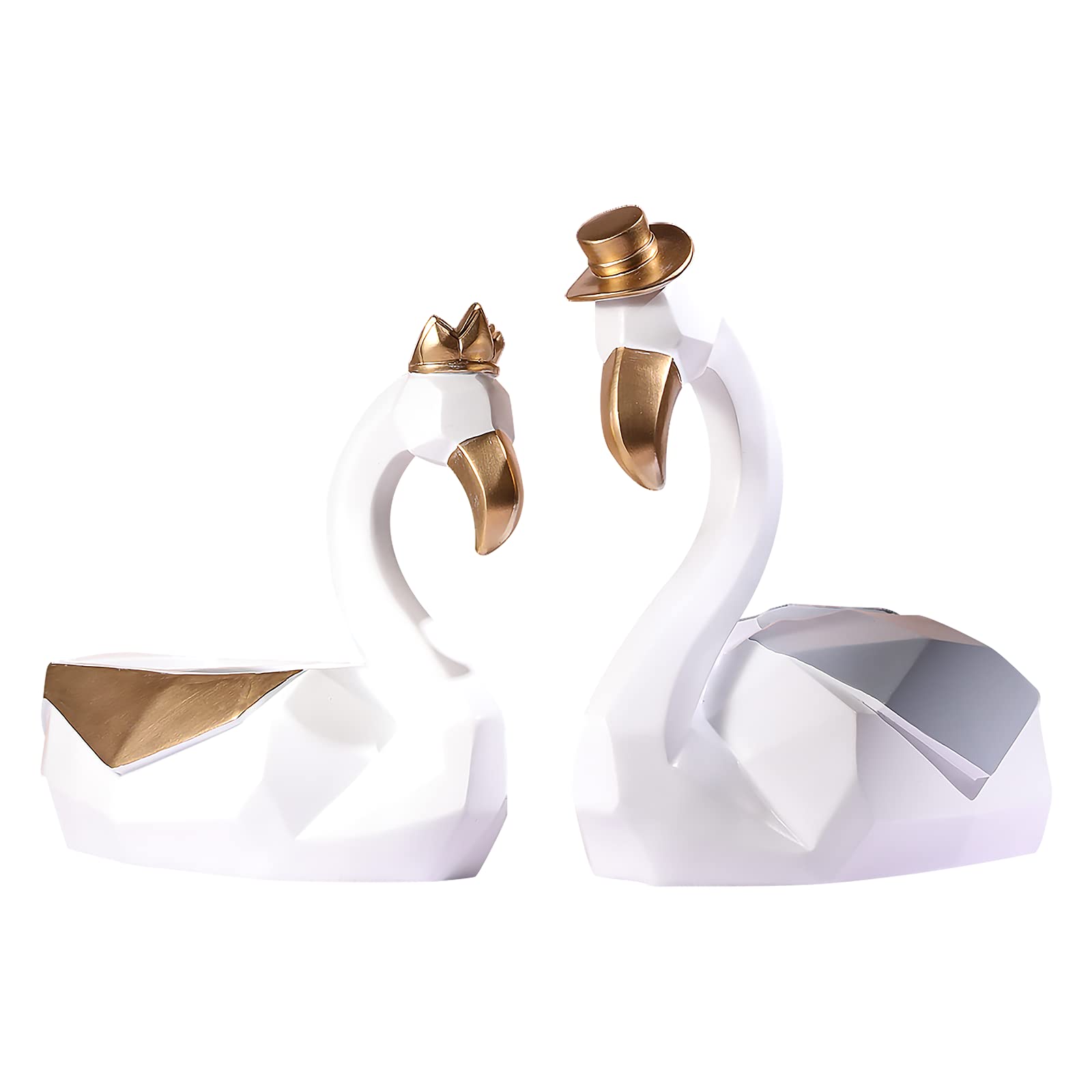 Naturecraf Swan Statue Figurines Storage Box Remote Control Box Tissue Box Resin Animal Statue Couple Swan Sculptures Home Decor Decoration Craft Ornament Wedding Gifts Set of 2