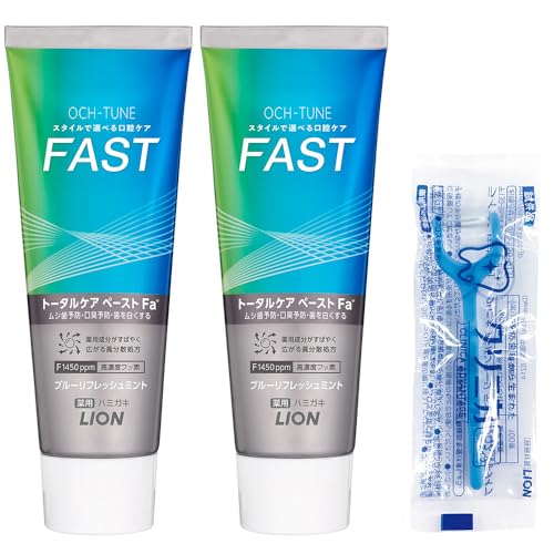 【Amazon.co.jp限定】OCH-TUNE(オクチューン) [医薬部外品] ハミガキ FAST ブルーリフレッシュミント 歯磨き粉 高濃度フッ素(1450ppm配合) セット 130g×2個 +フロス付きのサムネイル