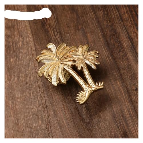 Boutons de tiroir d'armoire en forme de cocotier doré pour meuble chic x2