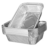 FUNNETOYU 20個入り 角型アルミホイルトレイ 頑丈なアルミ素材 屋外グリル用 大型ベーキングパン 食品サービングに適した多目的使い捨てトレイ シルバー