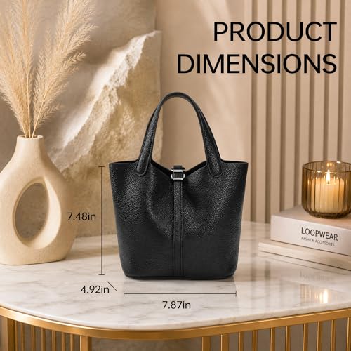 Mini bolso tipo saco para mujer, cuero vegano miniatura 4