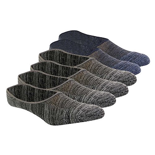 Cushioned Men's No Show Socks Non Slip Liners 6 Pair by Weatherproof Size 6-12, Black / Blue