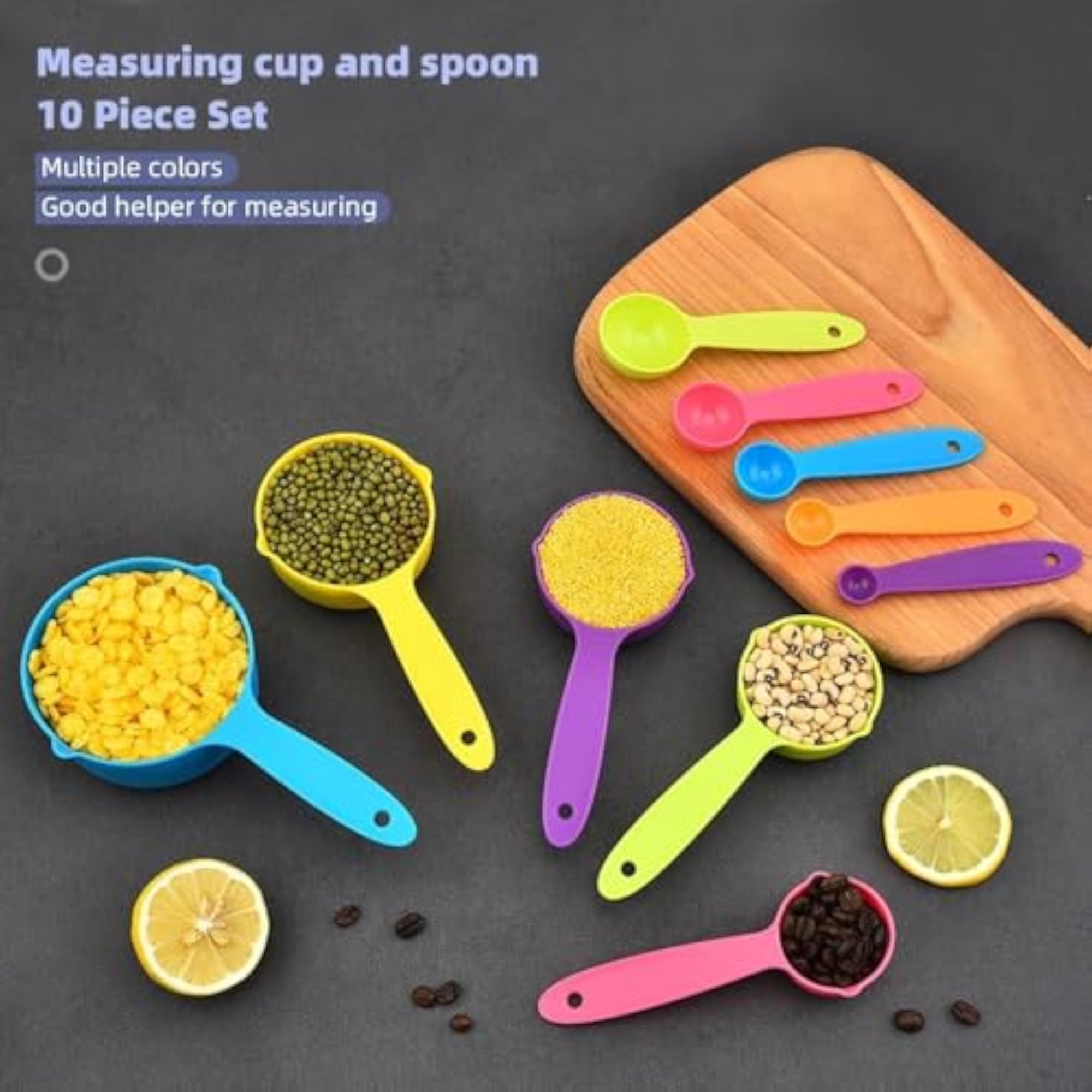 10 Pcs BPA Free Plastic Measuring Cup & Spoon Set