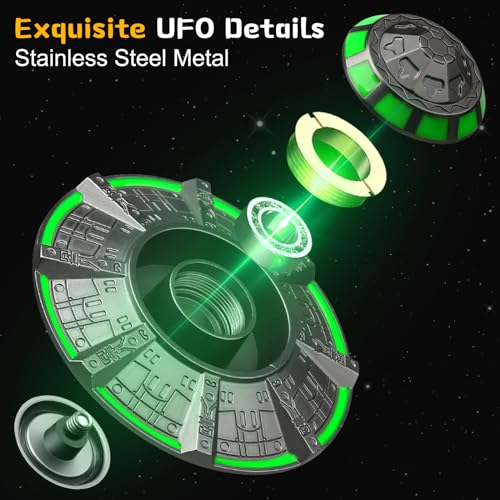 Image of UFO Fidget Spinner for Kids Adults, Metal Luminous Space Desk Toy, Cool EDC Gadgets Anxiety Stress Relief Toys, Holiday Stocking Stuffer, Birthday Party Favor Gifts for Office Spaceship Toy