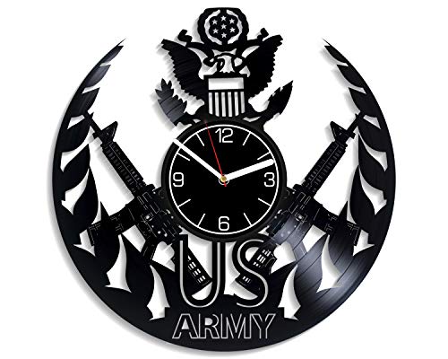 Kovides Us Army Vinyl Record Wall Clock Military Vinyl Clock Gift For Men Us Army Wall Clock Modern Military Home Decor Profession Gift Military Clock Us Army Wall Art 12 Inch Wall Clock #TOP6
