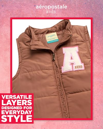 Image of AEROPOSTALE Girls Joggers Set - 3 Piece Puffer Vest, Pullover Hoodie and Cargo Jogger Sweatpants for Girls (Sizes: 4-16)