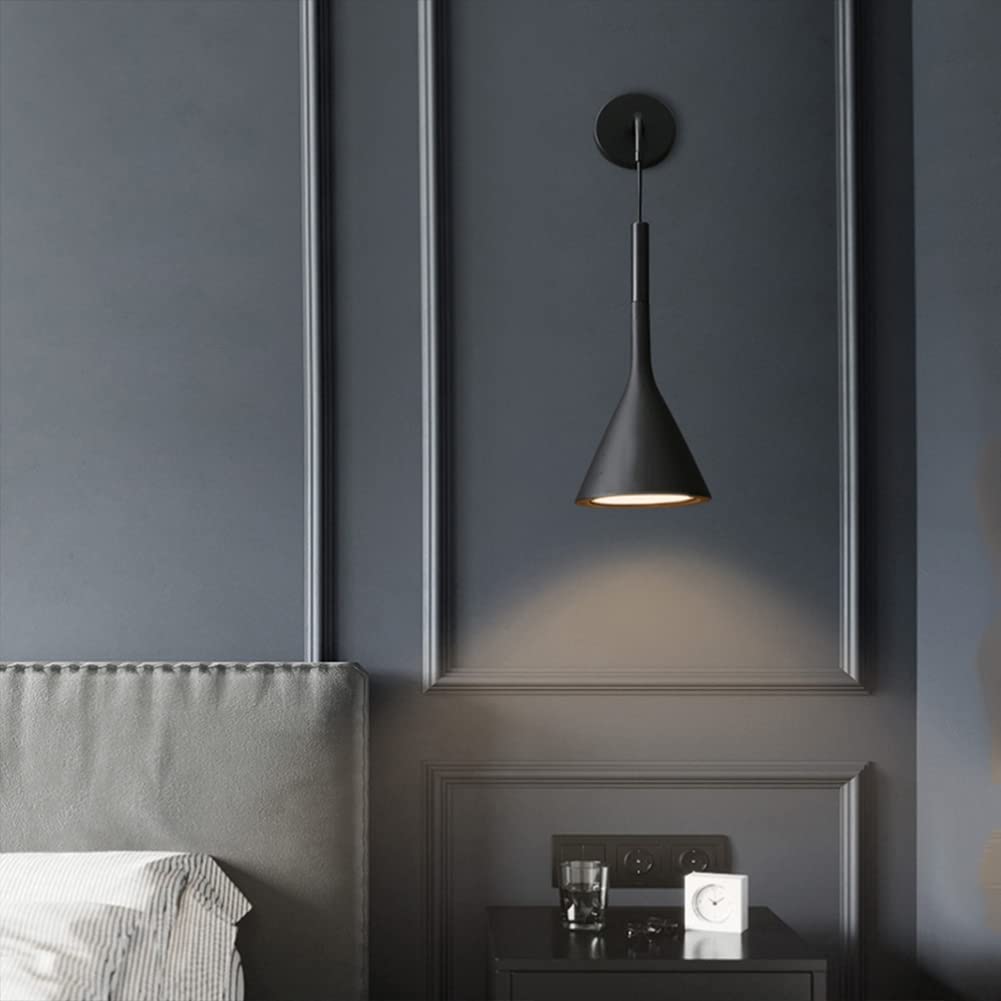 Lampada Da Parete Interno LED 8W 3000K Bianco Caldo Decorazione Applique Da Parete Moderno Nero Metallo Lampada Muro, Per Soggiorno Camera Da Letto Scale Corridoio Ristoranti Luce Notturna