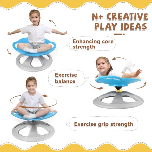 Image of Zhenx Spinning Chair for Autistic Kids with Handles - 220lbs Capacity Sensory Swivel Seat - Sensory Toy for Teens with ADHD /Autism - Sit & Spin Calming Gift to Improve Focus & Body Balance (Blue)
