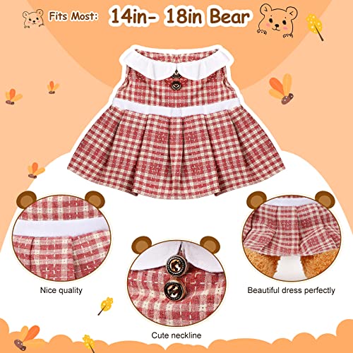 3 Pcs Cute Dress Outfit Bear Clothes Fits Most 14-18 Inch Bear And Make Your Own Stuffed Animals Bear Clothes For Girls Bear Accessories, Not Included Bear(Null) #TOP1