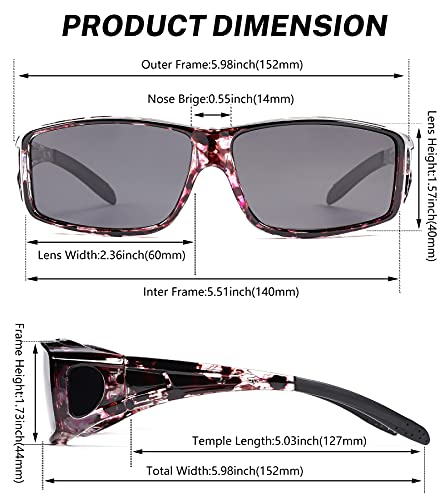 NULOOQ Sunglasses Fit Over Glasses, Polarized Lens Wear Over Prescription Glasses, Wrap Around Sunglasses for Men Women2