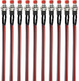 RUNCCI-YUN 10Pcs 1A 250V AC 2 Pins SPST Red Normal Open Mini Momentary Push Button Switch with Pre-soldered Wires