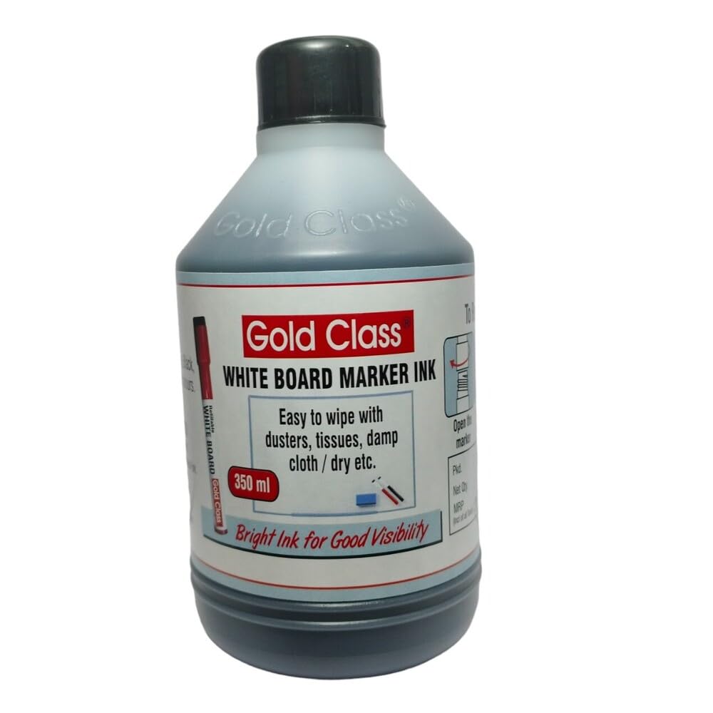 Gold Class White Board Marker Ink - 350 ML_PCK-01_Black| Suitable for White Board Surface |School Stationery |Easily Refill |Bold Black Color |Smudge Proof|Quick Drying |Indian Brand.-image-12