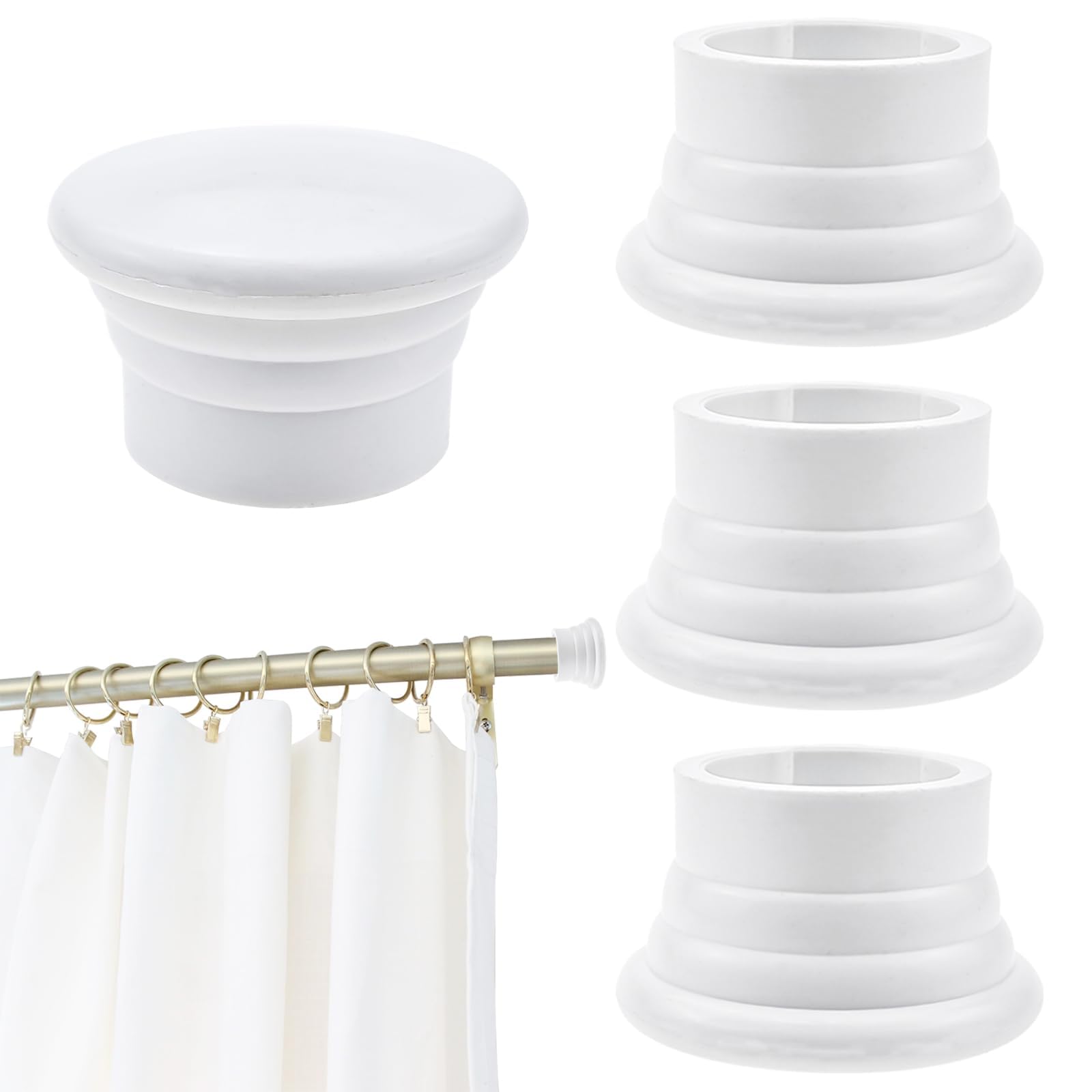 Qusmeiyici 4 PACK White Plastic Decorative Curtain Rod End Caps Replacement Plug Fits 28mm 1.13 Inch Diameter Curtain Poles — image 1