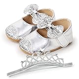 QWZban 2pcs/Set Baby Girls Mary Jane Flats with Bownot Non Slip Soft Sole Sequins PU Leather Newborn