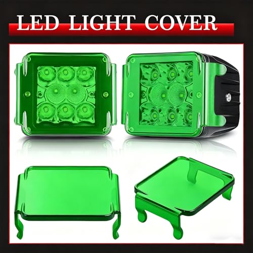 Image of Green Pod Light Covers, AKD Part 2Pcs 3x3 Inch Square LED Pods Cover Green LED Light Bars Covers 3x3 Cube Lights Cover