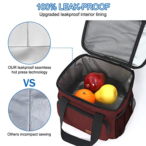 Femuar Lunch Bags For Women/Men, Insulated Lunch Bag For Work Office Picnic - Lunch Cooler Bag Leakproof Lunch Box With Adjustable Shoulder Strap - Red #TOP4