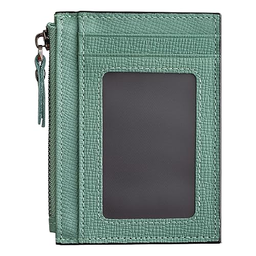 Image of Slim Wallet for Women Small Leather RFID Blocking Credit Card Holder Minimalist Front Pocket Wallet with Coin Purses & Pouches,Green